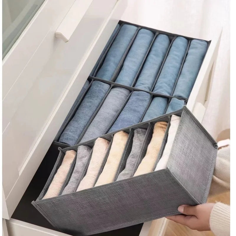 Caixa de Armazenamento com Grades Roupas Íntimas Jeans Organizador Inteligente Guarda-Roupa Arrumado e Acessível