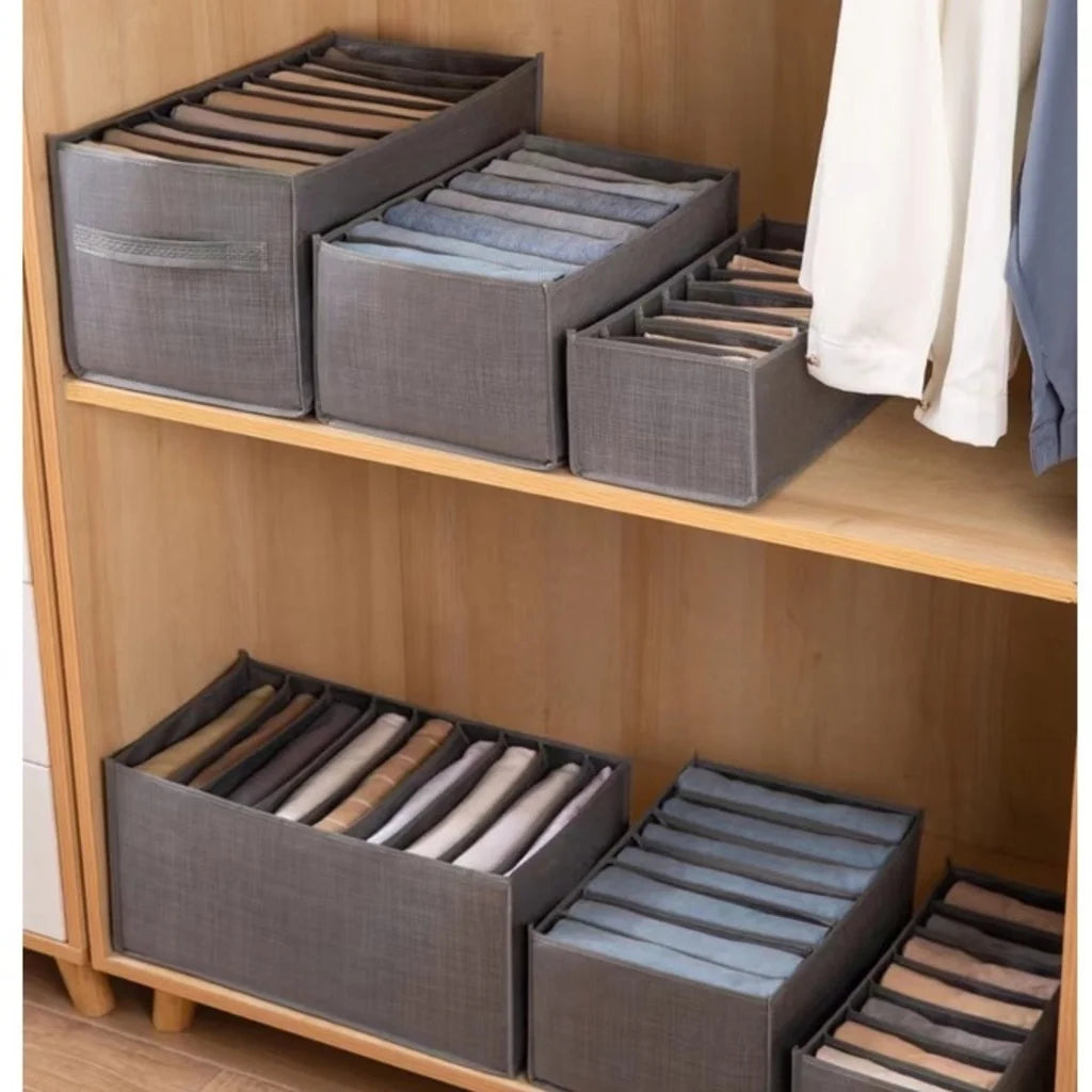 Caixa de Armazenamento com Grades Roupas Íntimas Jeans Organizador Inteligente Guarda-Roupa Arrumado e Acessível