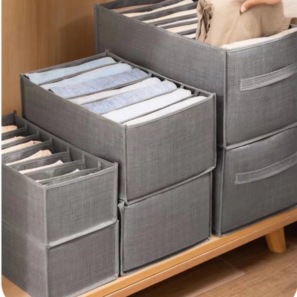 Caixa de Armazenamento com Grades Roupas Íntimas Jeans Organizador Inteligente Guarda-Roupa Arrumado e Acessível