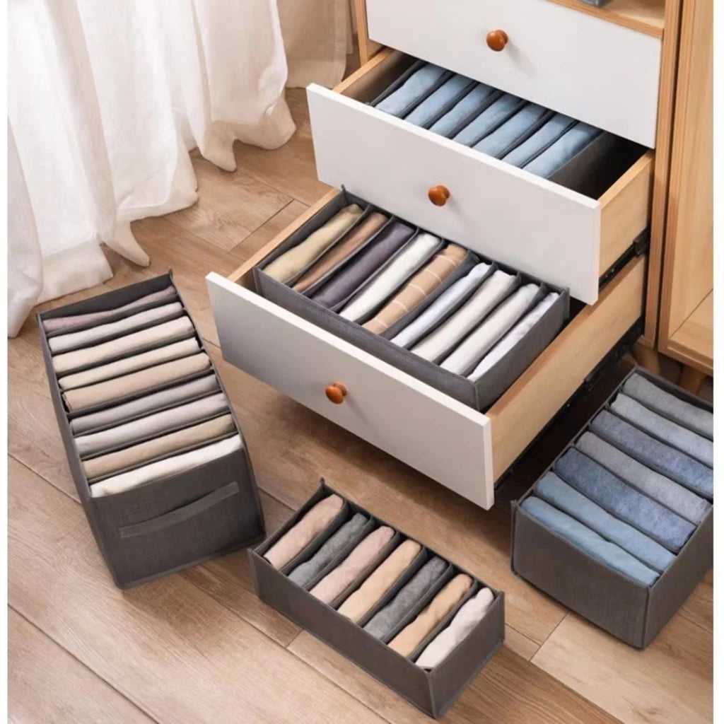 Caixa de Armazenamento com Grades Roupas Íntimas Jeans Organizador Inteligente Guarda-Roupa Arrumado e Acessível