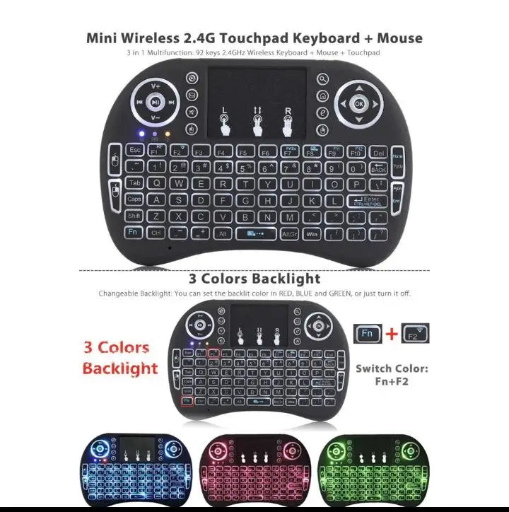 Mini Teclado USB Wireless Mini Keyboard Sem Fio Com TouchPad