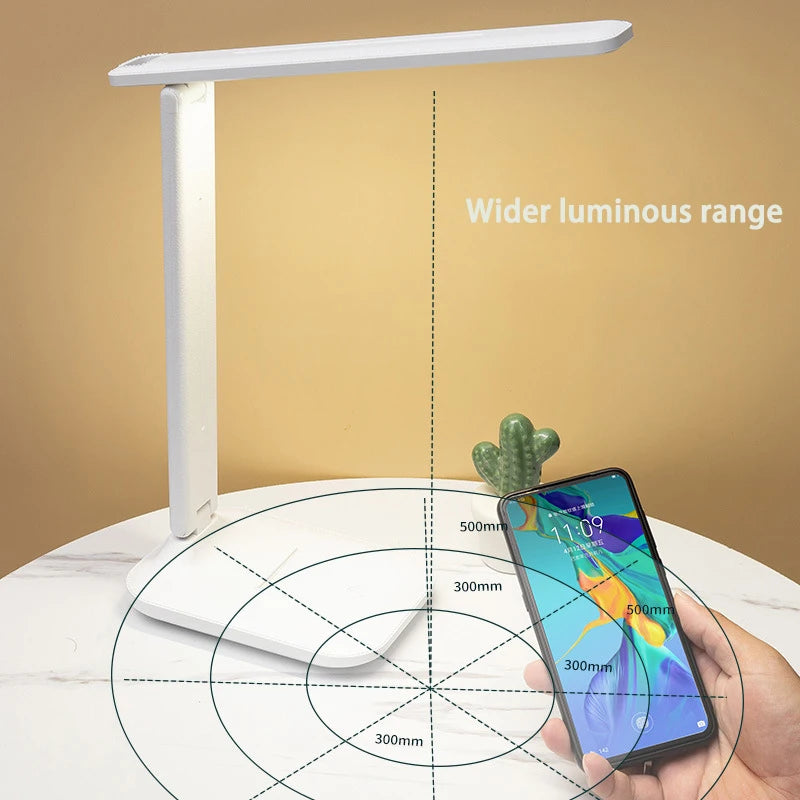 Lâmpada LED Dimmable Touch Table, USB Carregável, 3 Cores, Dobrável, Proteção para os Olhos, Luz Noturna de Leitura, Lâmpada de