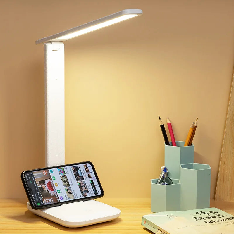 Lâmpada LED Dimmable Touch Table, USB Carregável, 3 Cores, Dobrável, Proteção para os Olhos, Luz Noturna de Leitura, Lâmpada de