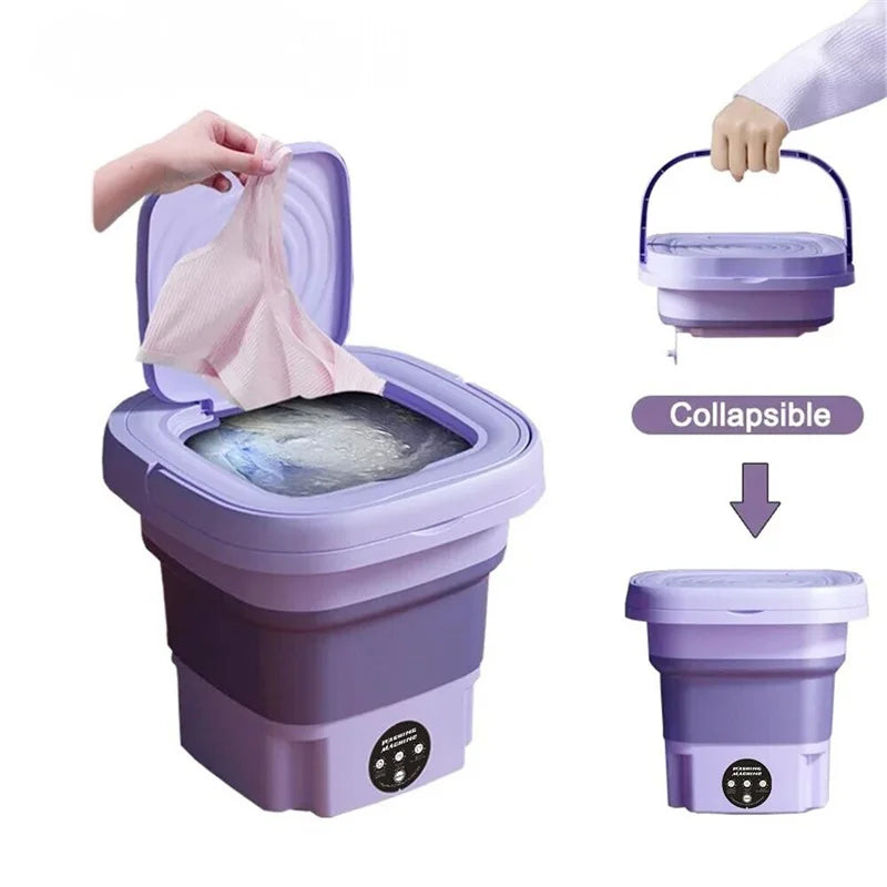 Portátil Pequena Máquina de Lavar Roupa Dobrável, Spin Dryer para meias calcinha, Mini máquina de lavar roupa doméstica, 8L