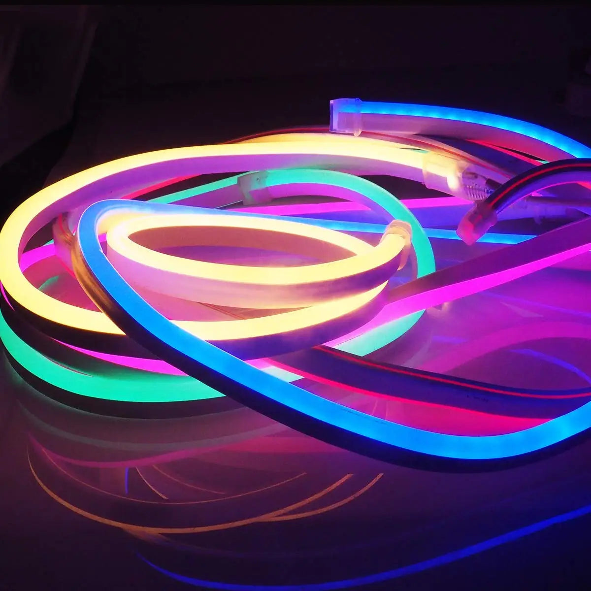 Fita LED Neon com Tubo de Silicone Rolo de 5 Metros 12V Decoração Iluminação Residencial Interior Exterior Flexível
