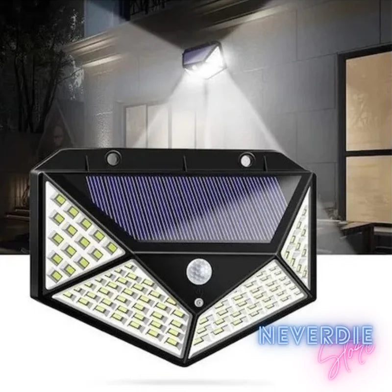 Luminária/Luz/Luz de Emergência para Parede C/Placa Solar 100 Led Sensor de Presença Com 3 Funções - ENVIO IMEDIATO P/TODO BRASIL