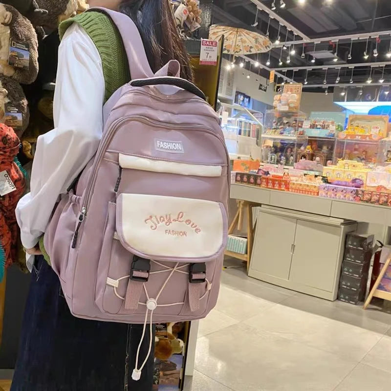 Bolsa Escolar Impermeável Casual Feminina da Moda Coreana