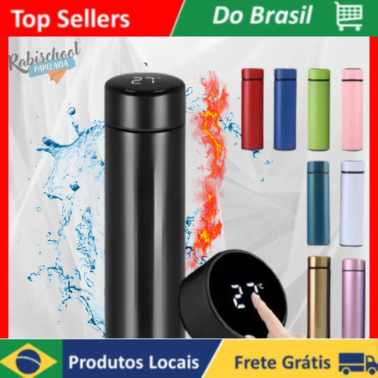 Garrafa Térmica Inteligente com Sensor de Temperatura Cores Sortidas Café Água Quente Fria