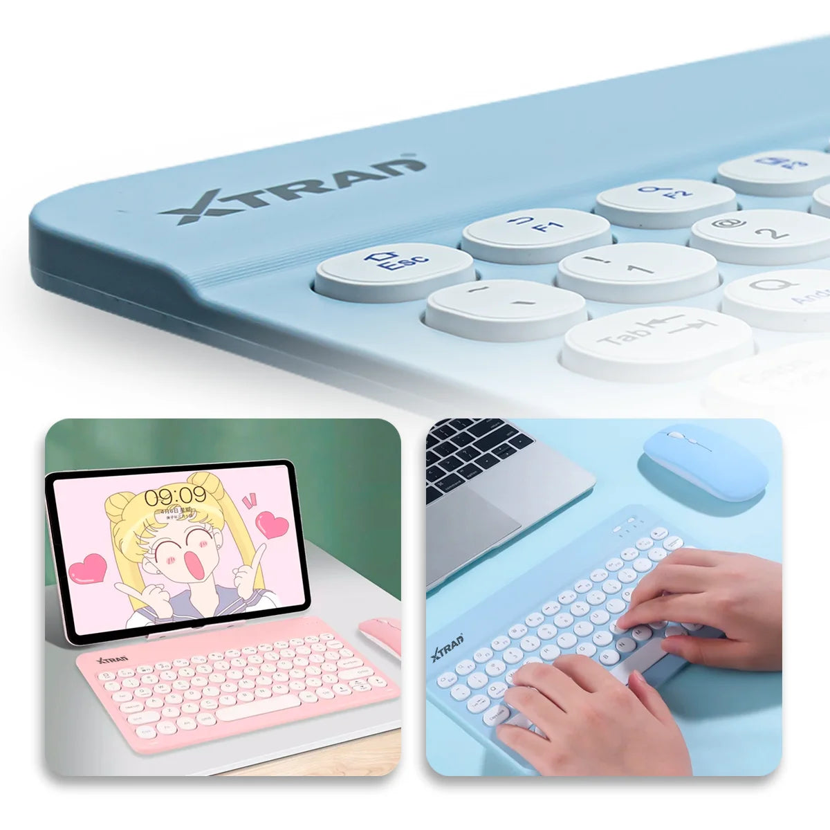 Kit Teclado E Mouse Bluetooth Ultrafino Design Elegante Compacto Compatível Celular Tablet Pc Notebook Recarregável Xtrad HK-888