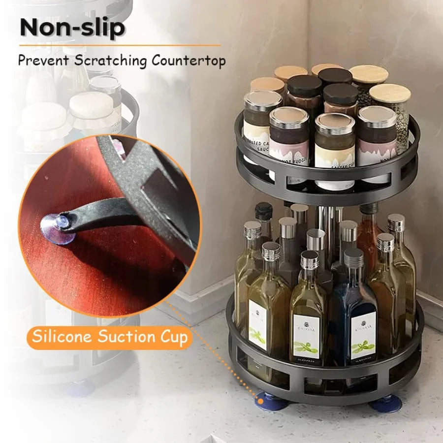 Condiment Organizer Rack Rotary Door Seasonings Kitchen Maximize Your Organization in Kitchen Practicality and Style