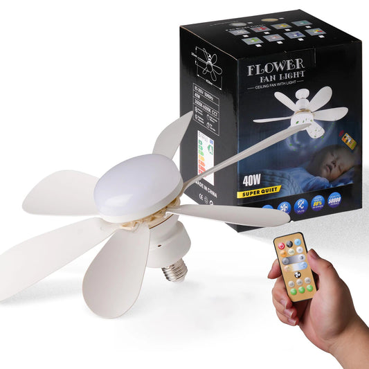 Luz de ventilador de teto LED 40W de 20,5 polegadas E27 com função de escurecimento remoto, adequada para sala de estar, estudo e uso doméstico, 85-265V