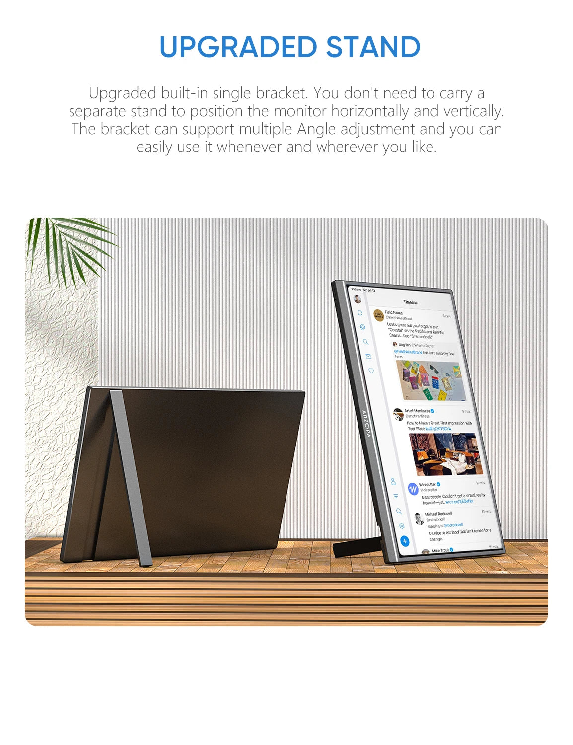 Novo ARZOPA 17.3 FHD Monitor Portátil 1080P Tela IPS de Exibição Externa com USB-C mini-porta HDMI para Laptop Mac PC Xbox PS Switch,com Suporte Embutido,A1M