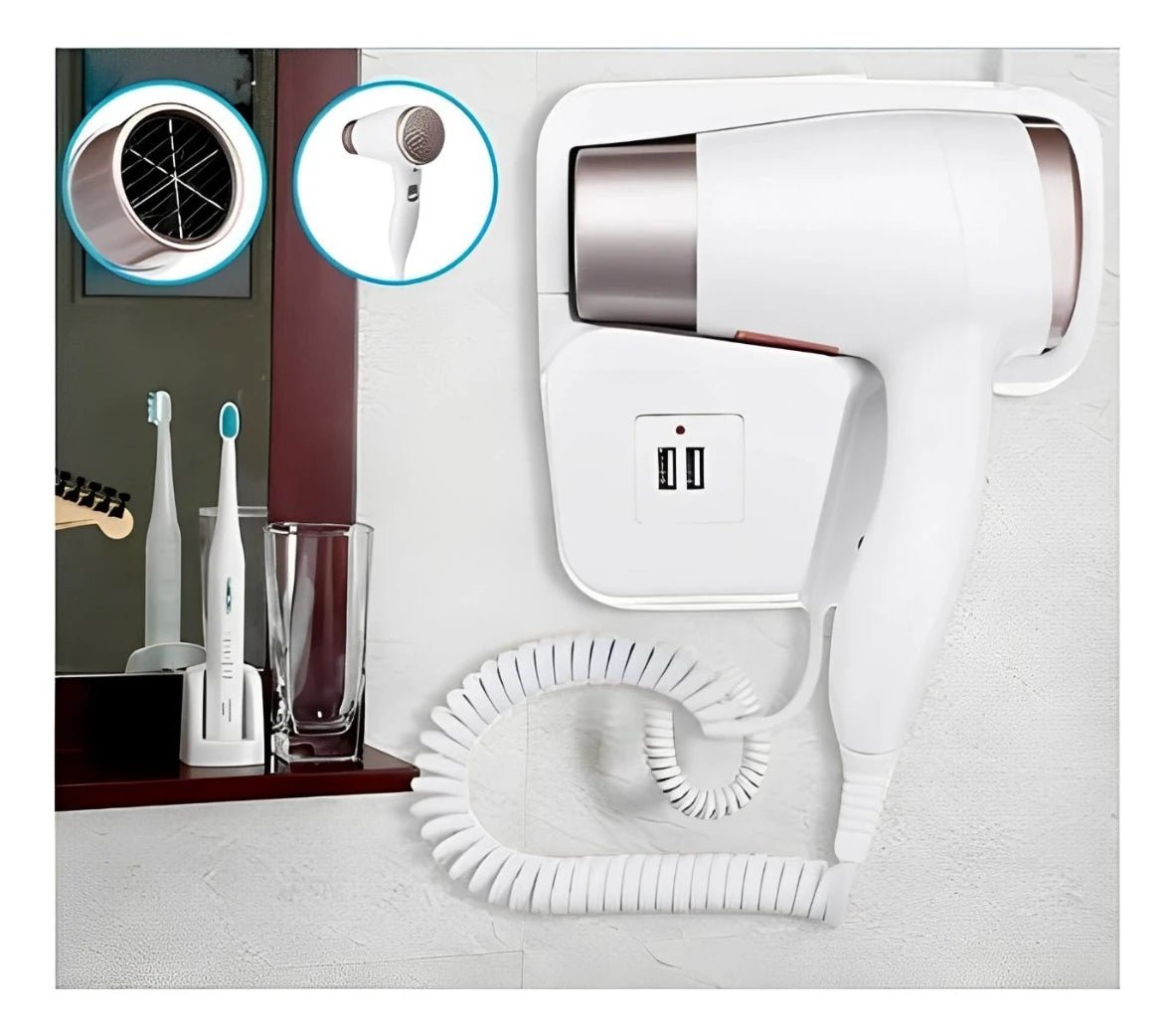 Secador De Cabelo Para Banheiro Quente&frio Fixo Parede 110V