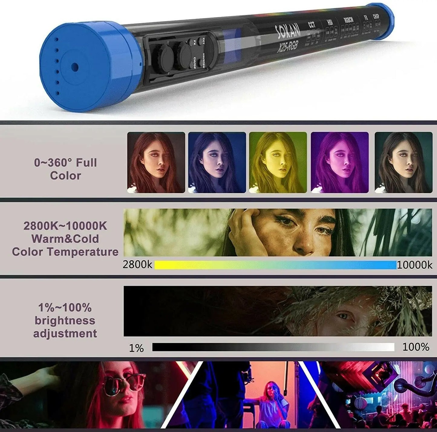 Tubo de luz Varanda LED Fotografia Luz Vídeo Soft Light APP Controle YouTube Tiktok Fotografia