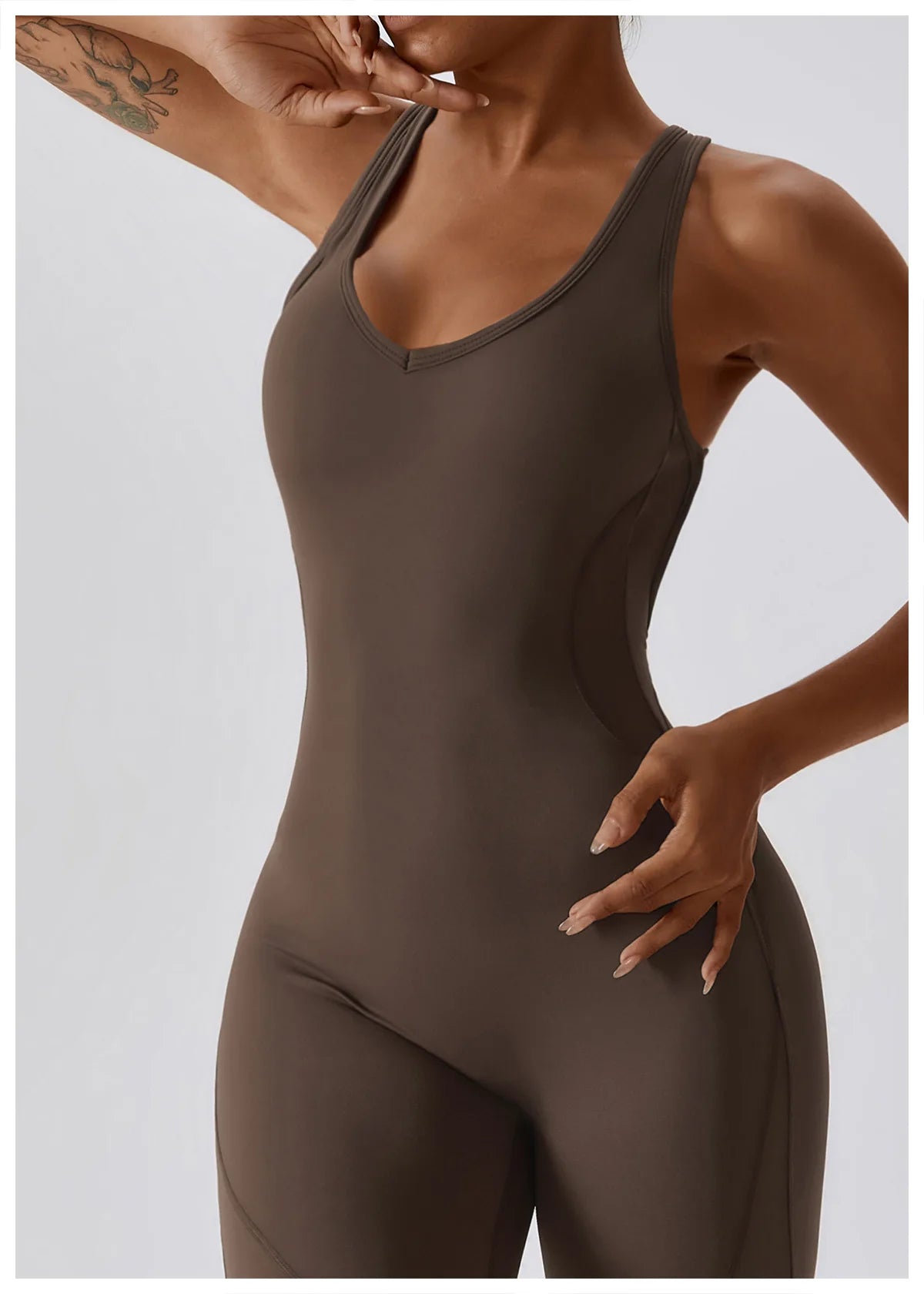Macacão Sexy Back V Conjunto de Ginástica Feminino Treinamento Yoga Terno Esportivo Feminino Macacão Esportivo Fitness Macacão Stretch Treino Bodysuits