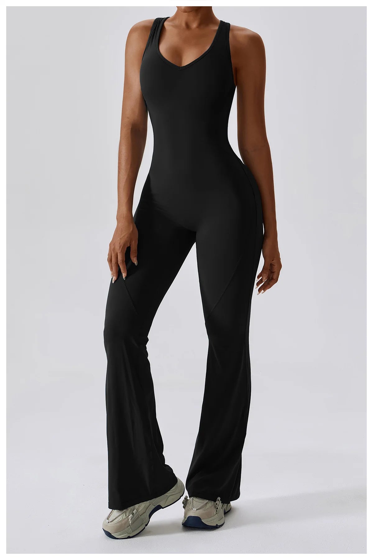 Macacão Sexy Back V Conjunto de Ginástica Feminino Treinamento Yoga Terno Esportivo Feminino Macacão Esportivo Fitness Macacão Stretch Treino Bodysuits