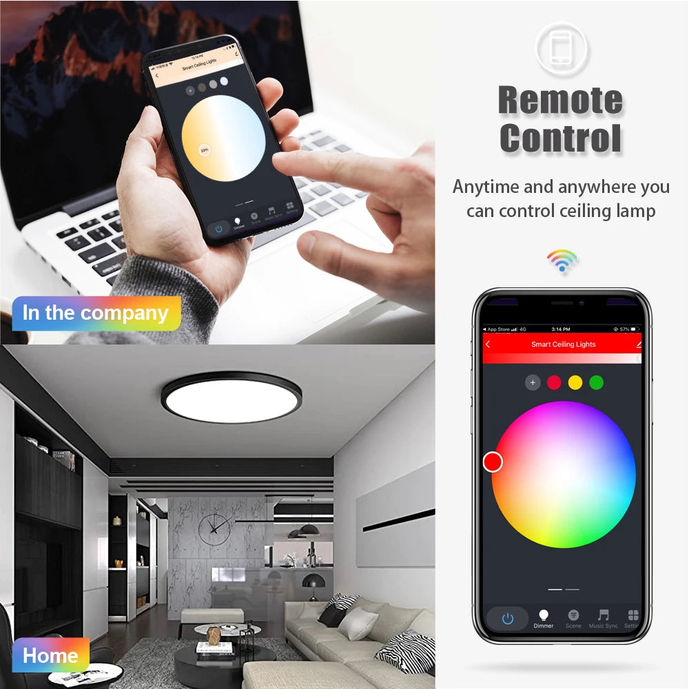luz de teto inteligente wifi rgbcw conduziu a lâmpada do teto sala estar decoração casa lâmpada inteligente para alexa, google home