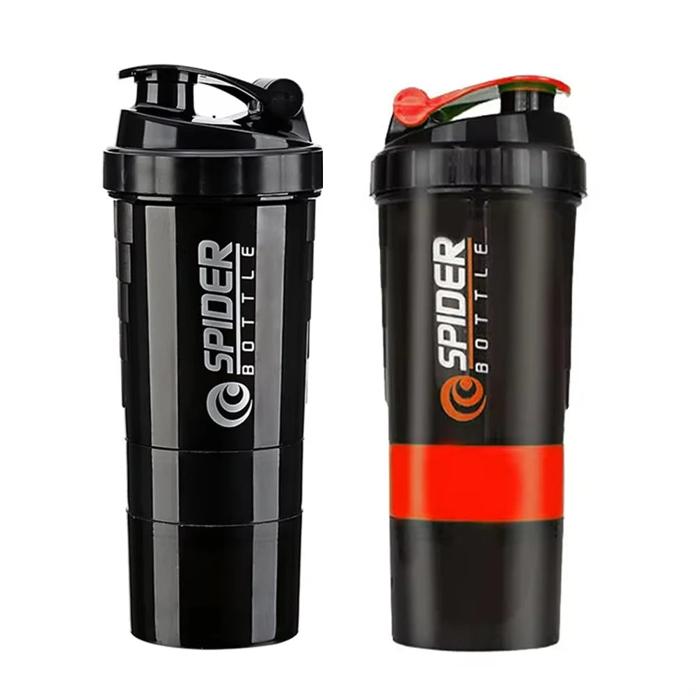 shaker de 3 camadas, garrafa de proteína em pó, copo de agitação, garrafa de água, copo de mistura de plástico, garrafa de exercício de construção corporal