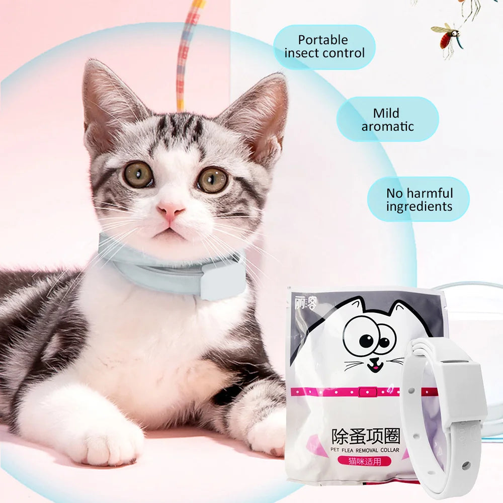 Coleira anti-pulgas e carraças para gato e cachorro, colar de proteção ajustável para cachorro e gatinho, antiparasacontra pet, acessórios para animais