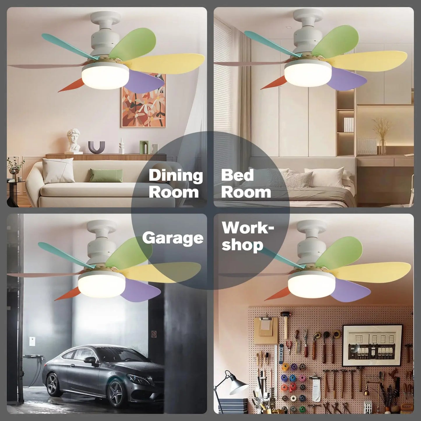 Luz de ventilador de teto LED 40W de 20,5 polegadas E27 com função de escurecimento remoto, adequada para sala de estar, estudo e uso doméstico, 85-265V