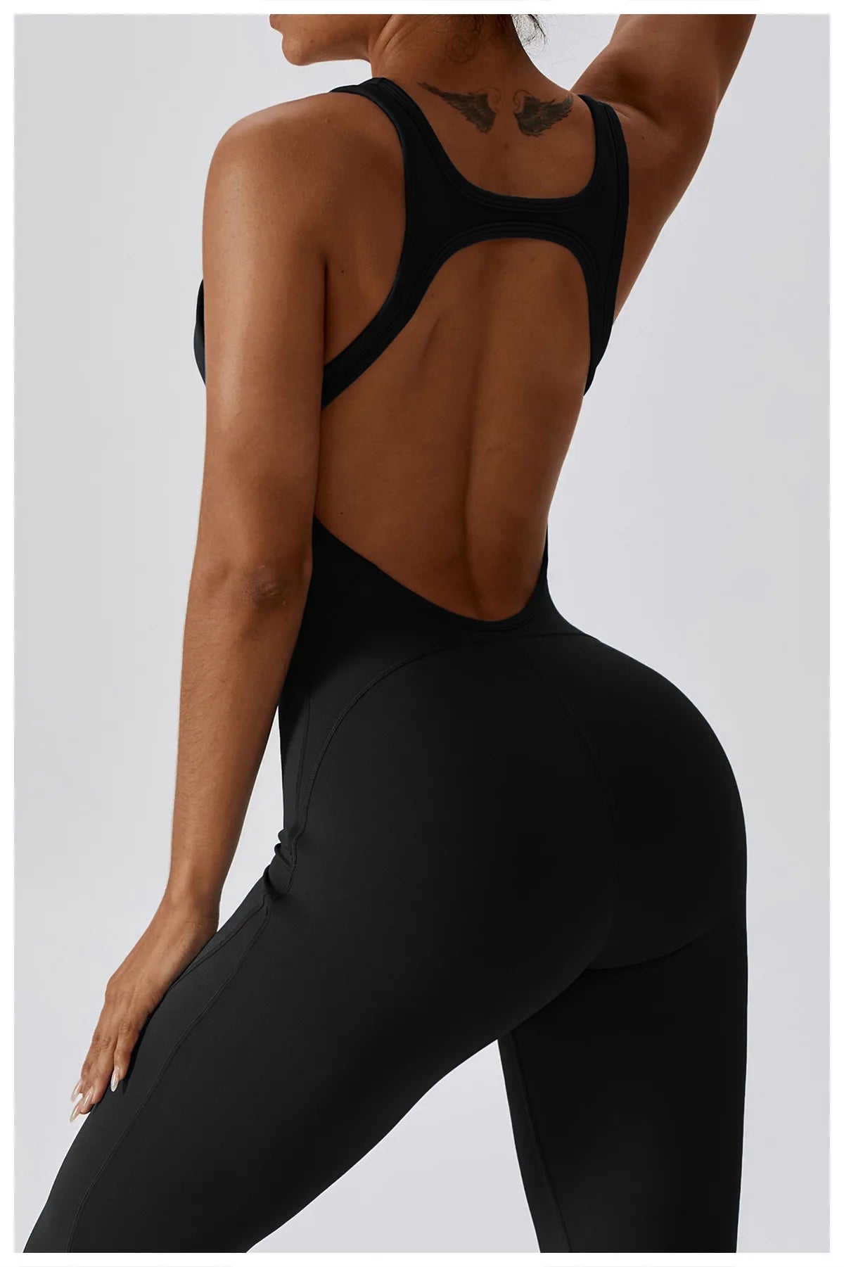 Macacão Sexy Back V Conjunto de Ginástica Feminino Treinamento Yoga Terno Esportivo Feminino Macacão Esportivo Fitness Macacão Stretch Treino Bodysuits