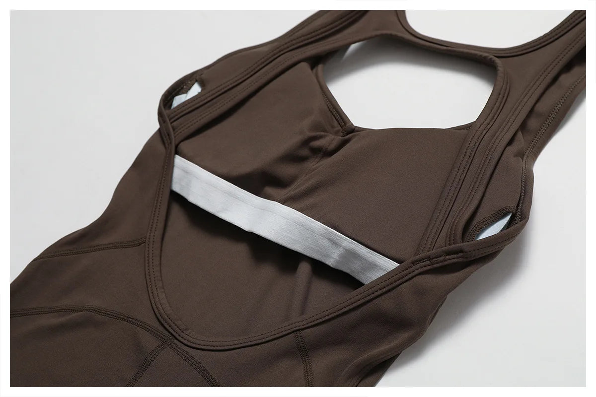 Macacão Sexy Back V Conjunto de Ginástica Feminino Treinamento Yoga Terno Esportivo Feminino Macacão Esportivo Fitness Macacão Stretch Treino Bodysuits