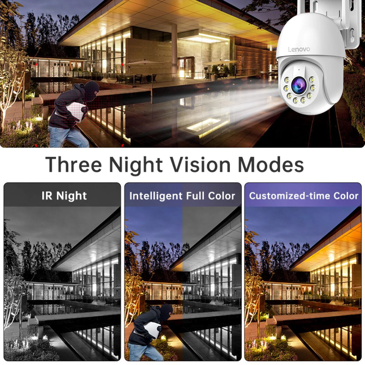Lenovo 3MP 5MP PTZ WIFI Câmera IP Áudio CCTV Vigilância Casa Inteligente Ao Ar Livre 4X Zoom Digital Cor Visão Noturna Impermeável