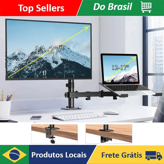 Notebook monitora suporte articulado, suporte 2 tabela, 13 polegadas, 27 polegadas, VESA com ajuste de junta, altura preta para computador