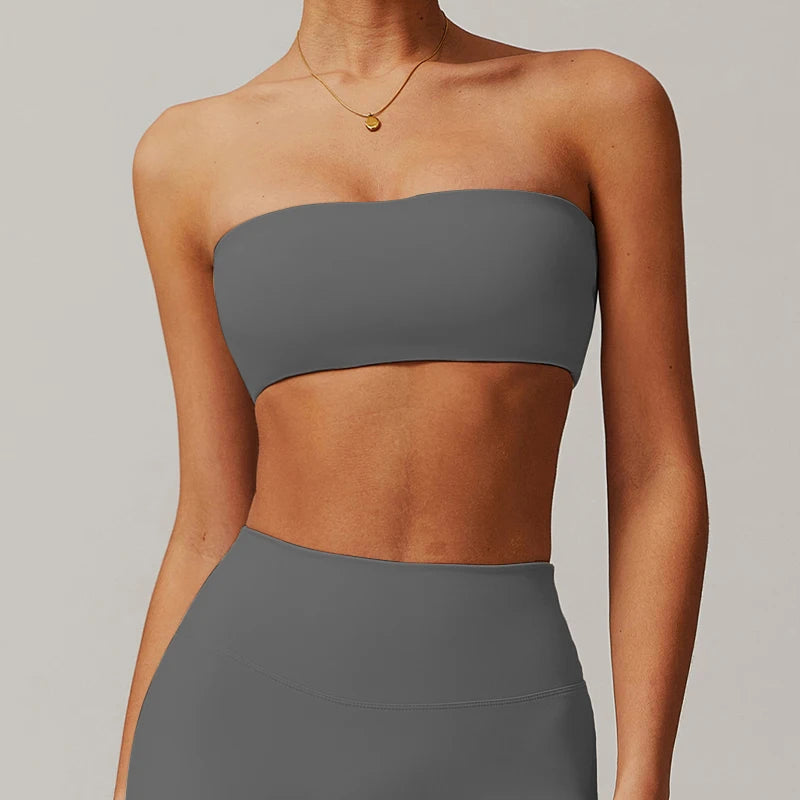 Sutiã esportivo sem alças, top de ginástica feminino, roupas de ioga de secagem rápida, top tubinho feminino, roupa íntima fitness para treino, sutiã feminino