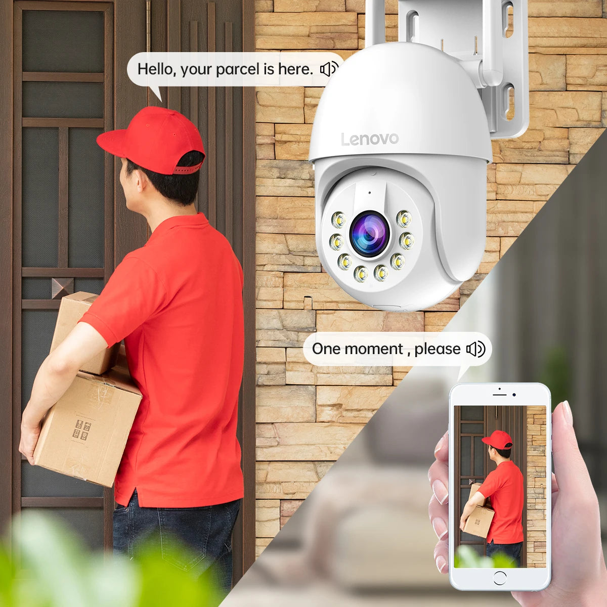 Lenovo 3MP 5MP PTZ WIFI Câmera IP Áudio CCTV Vigilância Casa Inteligente Ao Ar Livre 4X Zoom Digital Cor Visão Noturna Impermeável