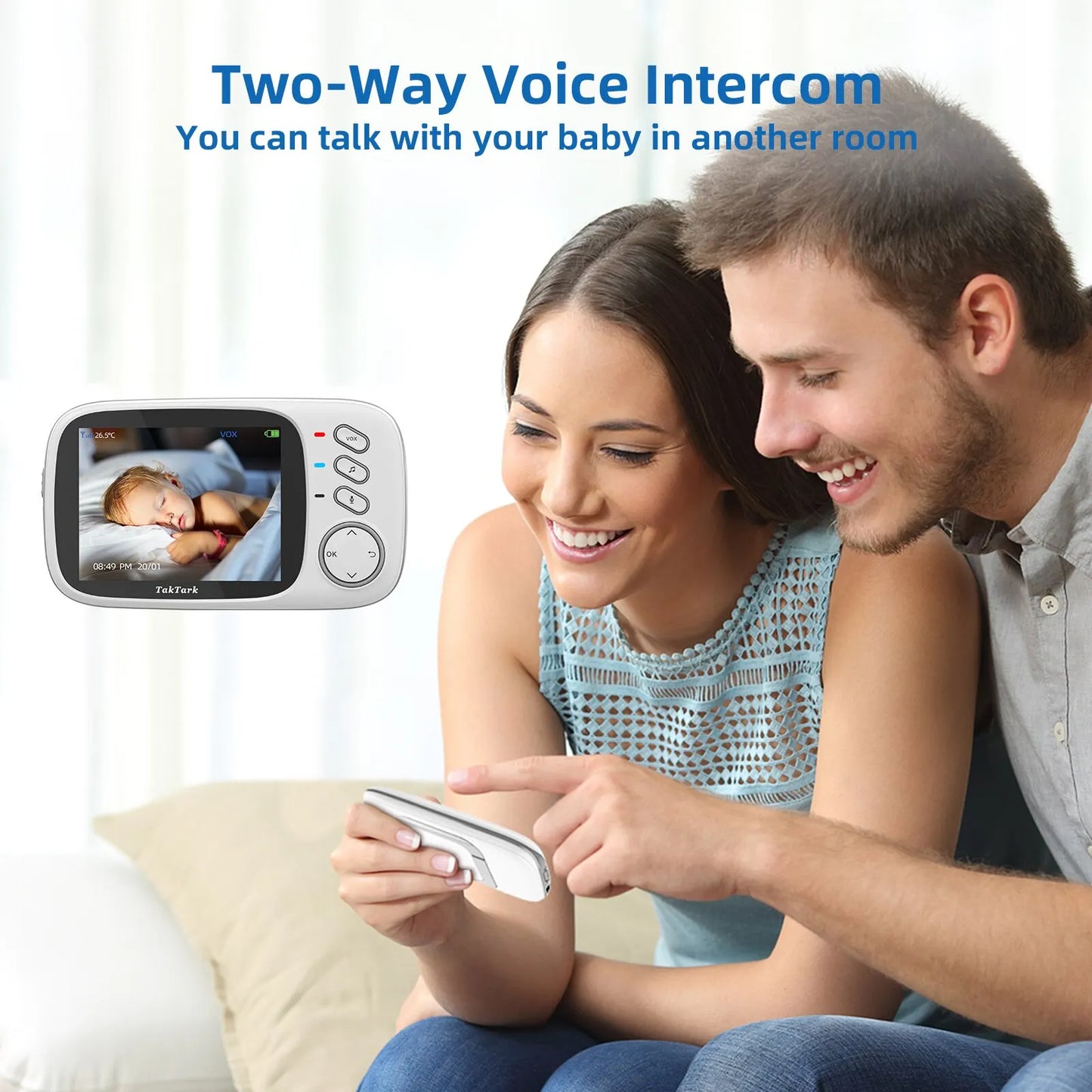 TakTark-Wireless Baby Monitor Vídeo com Canções de ninar, Auto Night Vision, Two Way Intercom, Monitoramento de Temperatura, Babá, 3,2"