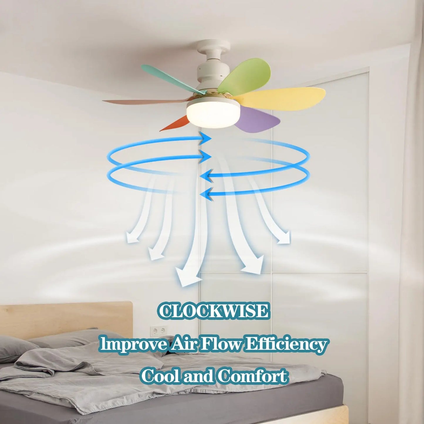 Luz de ventilador de teto LED 40W de 20,5 polegadas E27 com função de escurecimento remoto, adequada para sala de estar, estudo e uso doméstico, 85-265V
