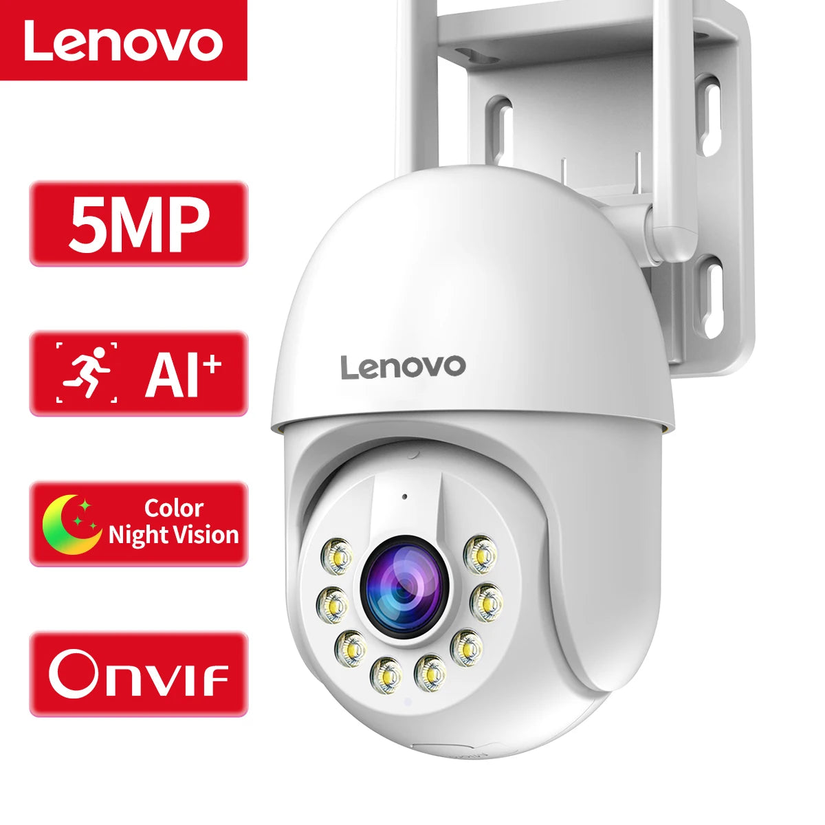 Lenovo 3MP 5MP PTZ WIFI Câmera IP Áudio CCTV Vigilância Casa Inteligente Ao Ar Livre 4X Zoom Digital Cor Visão Noturna Impermeável
