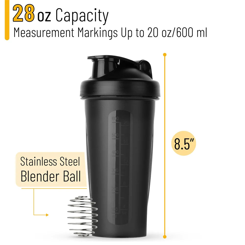 Shaker de Proteína Portátil 600ml Garrafa Fitness com bola de batedor de arame para atletas entusiastas, perfeito para academia e ao ar livre