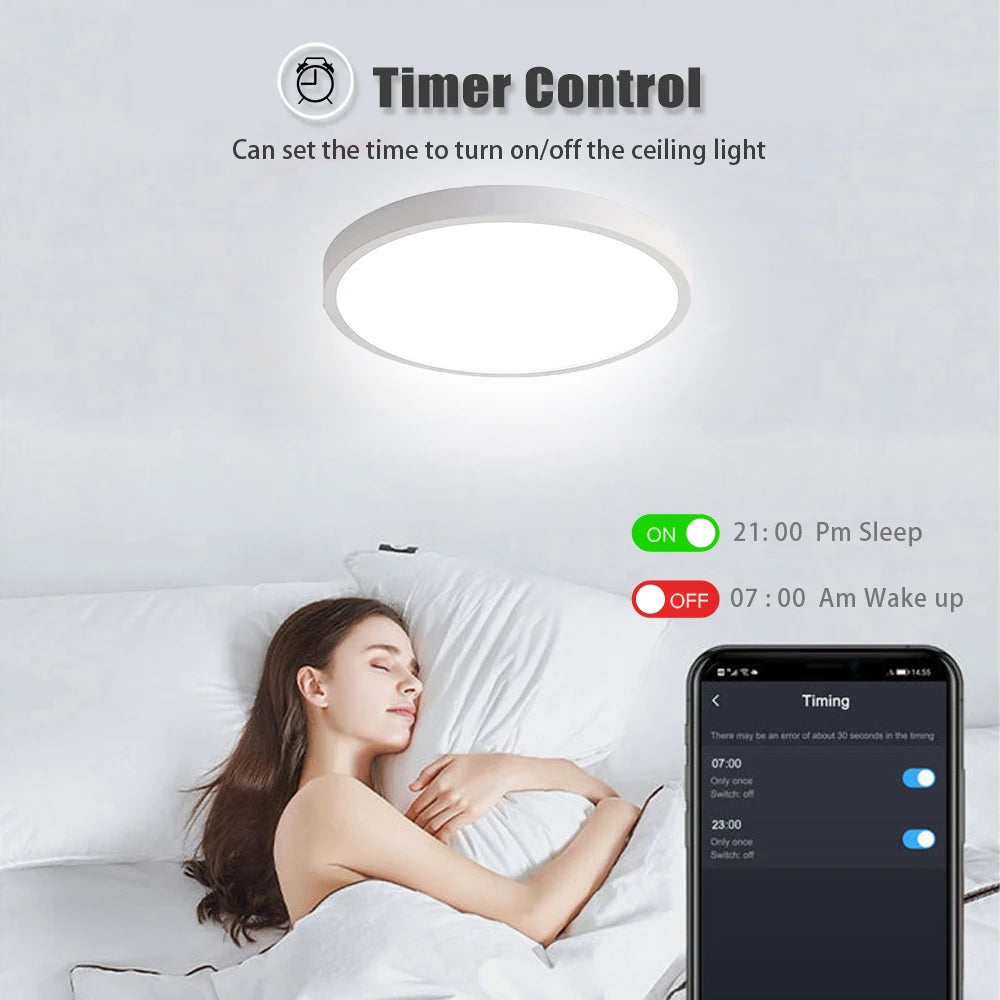 luz de teto inteligente wifi rgbcw conduziu a lâmpada do teto sala estar decoração casa lâmpada inteligente para alexa, google home