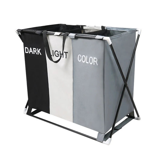 Grande cesta de lavanderia três dobrável grade organizador cesta à prova dwaterproof água roupas sujas brinquedos organizadores casa cesta de lavanderia armazenamento