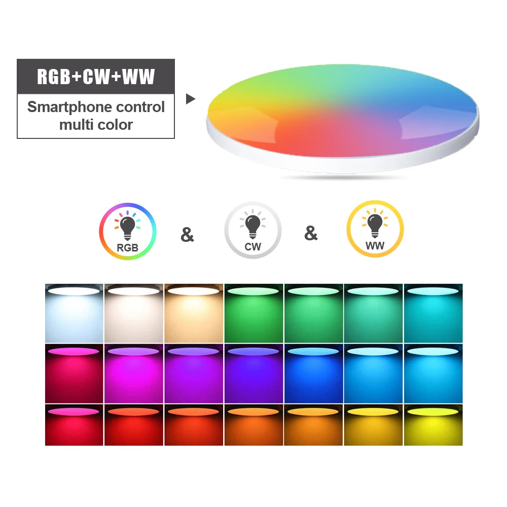 luz de teto inteligente wifi rgbcw conduziu a lâmpada do teto sala estar decoração casa lâmpada inteligente para alexa, google home