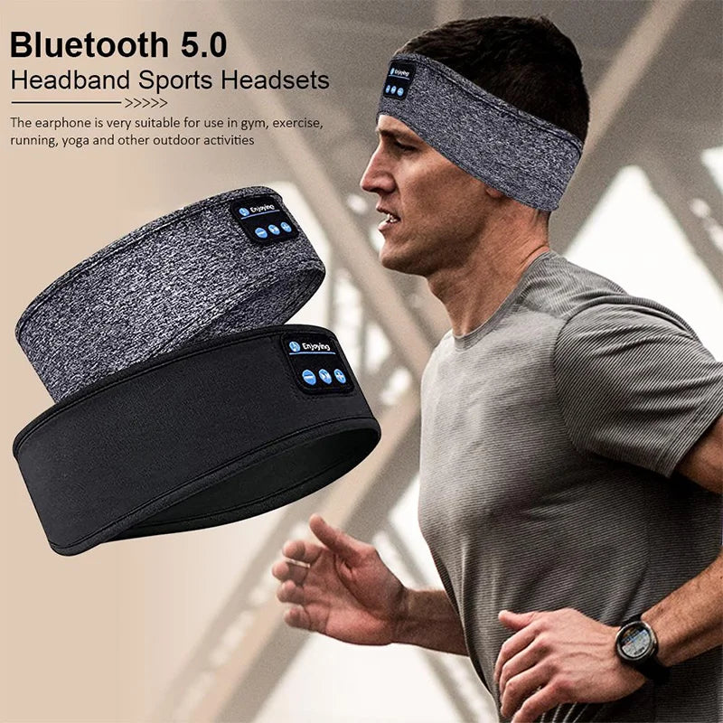 Auscultadores Sem Fio Bluetooth, Máscara do Olho do Sono, Headset Elástico Macio, Headband esportes confortável, fone de ouvido música