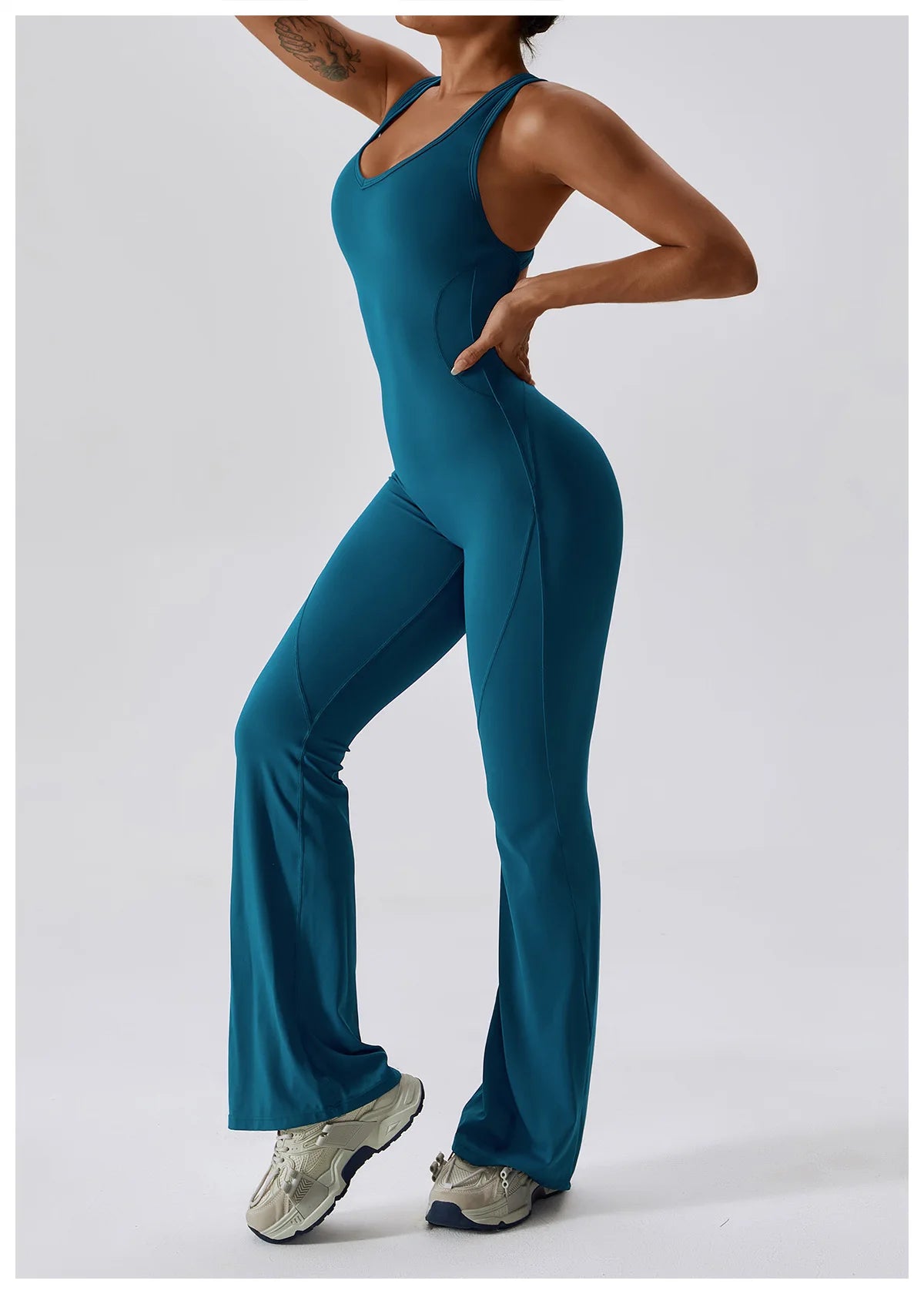 Macacão Sexy Back V Conjunto de Ginástica Feminino Treinamento Yoga Terno Esportivo Feminino Macacão Esportivo Fitness Macacão Stretch Treino Bodysuits