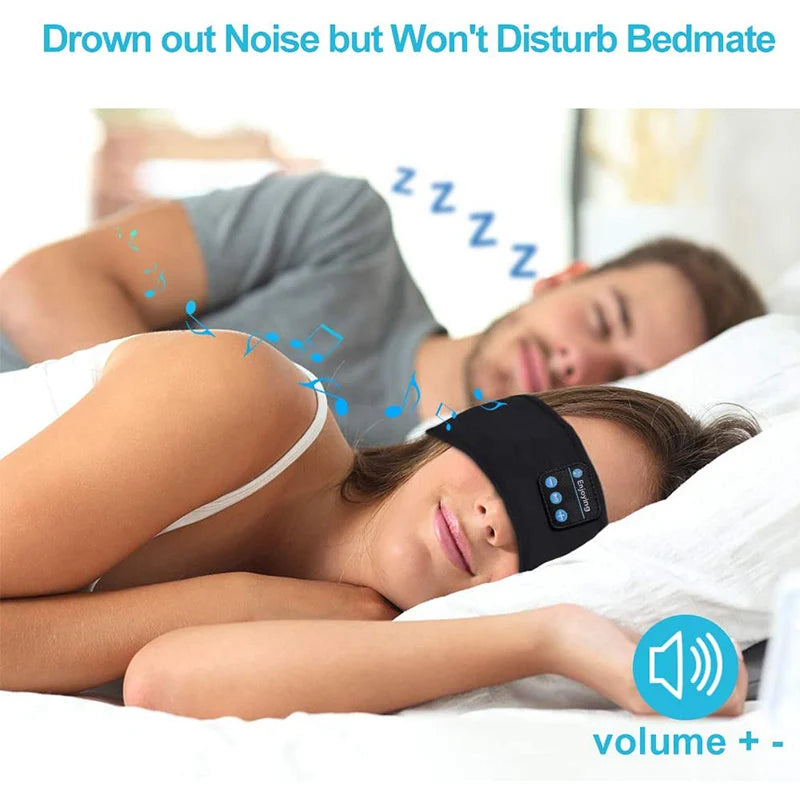 Auscultadores Sem Fio Bluetooth, Máscara do Olho do Sono, Headset Elástico Macio, Headband esportes confortável, fone de ouvido música