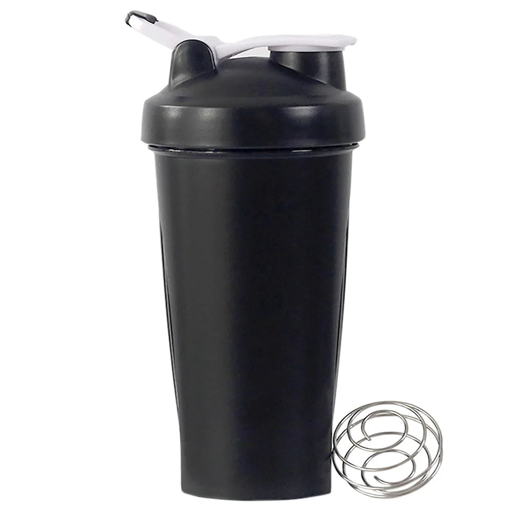 Shaker de Proteína Portátil 600ml Garrafa Fitness com bola de batedor de arame para atletas entusiastas, perfeito para academia e ao ar livre