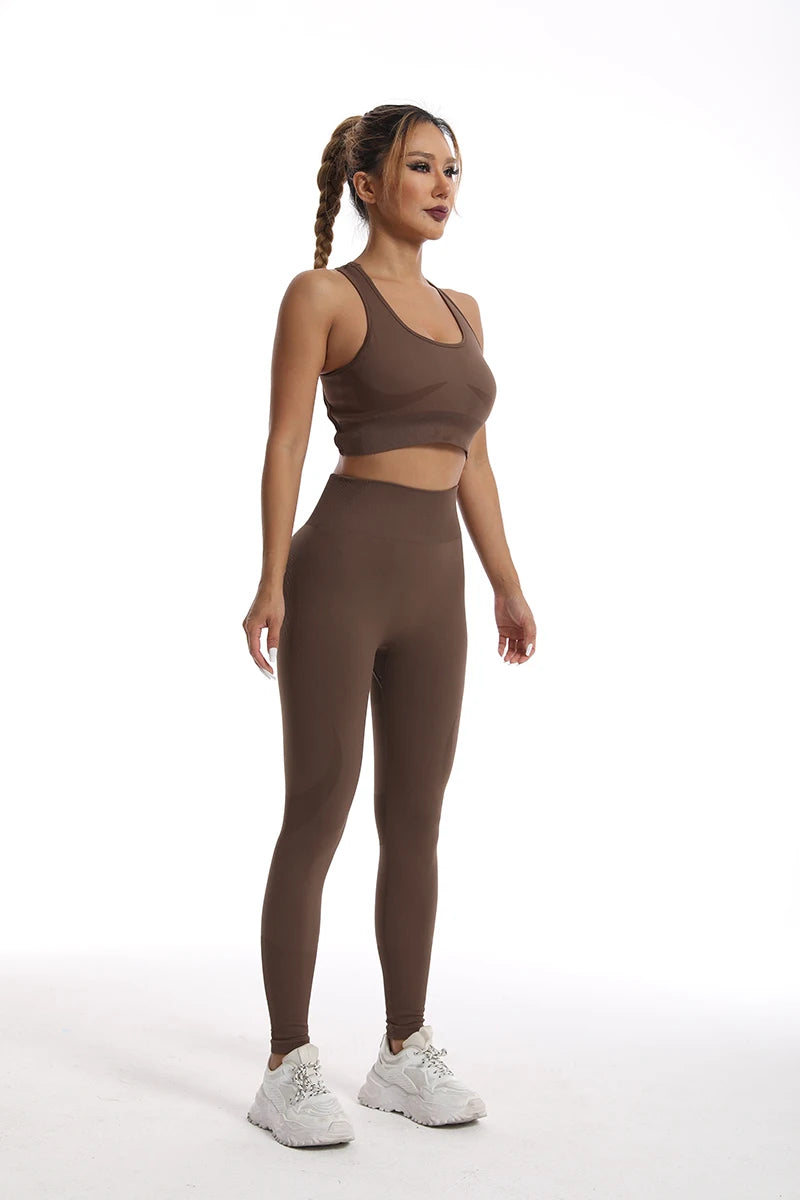 Tracksuit Feminino, Conjuntos De Ioga Fitness, Roupa Esportiva Feminina, Sutiã Esportivo De Treino, Leggings De Cintura Alta, Roupa De Ginástica Esportivo Sem Costura