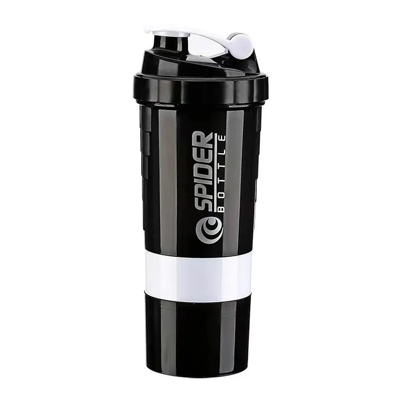 shaker de 3 camadas, garrafa de proteína em pó, copo de agitação, garrafa de água, copo de mistura de plástico, garrafa de exercício de construção corporal