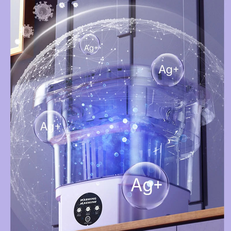 Portátil Pequena Máquina de Lavar Roupa Dobrável, Spin Dryer para meias calcinha, Mini máquina de lavar roupa doméstica, 8L