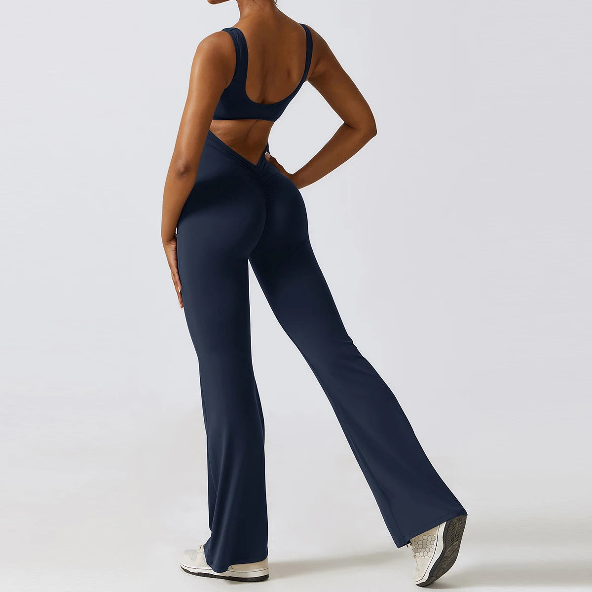 Macacão Sexy Back V Conjunto de Ginástica Feminino Treinamento Yoga Terno Esportivo Feminino Macacão Esportivo Fitness Macacão Stretch Treino Bodysuits