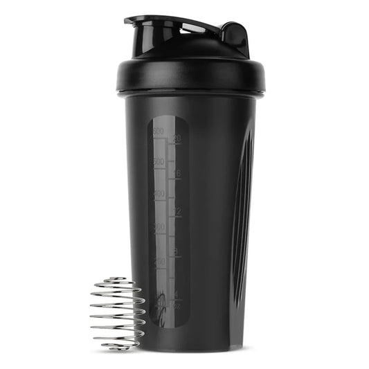 Shaker de Proteína Portátil 600ml Garrafa Fitness com bola de batedor de arame para atletas entusiastas, perfeito para academia e ao ar livre