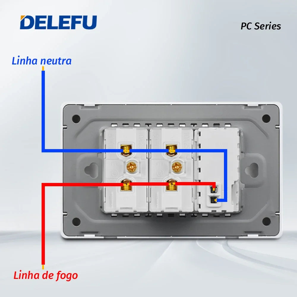 painel de pc à prova de fogo, tomada padrão brasil, tomada dupla usb tipo c, tomada de parede, interruptor de luz, escritório 118*72mm, branco 10a 20a