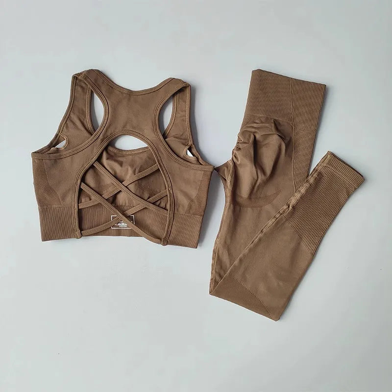 Tracksuit Feminino, Conjuntos De Ioga Fitness, Roupa Esportiva Feminina, Sutiã Esportivo De Treino, Leggings De Cintura Alta, Roupa De Ginástica Esportivo Sem Costura