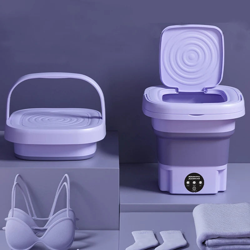 Portátil Pequena Máquina de Lavar Roupa Dobrável, Spin Dryer para meias calcinha, Mini máquina de lavar roupa doméstica, 8L