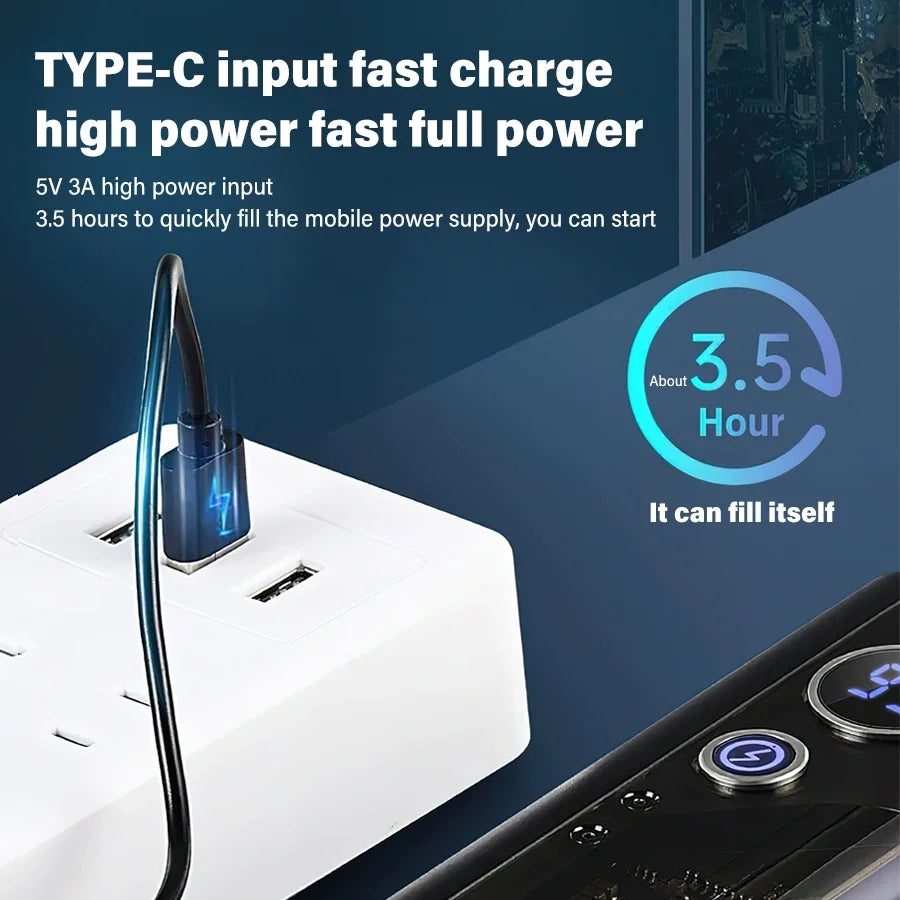Lanterna LED recarregável USB super brilhante, Power Bank Light, tocha impermeável, 10 modos, 12000mAh, 3000 Lumens